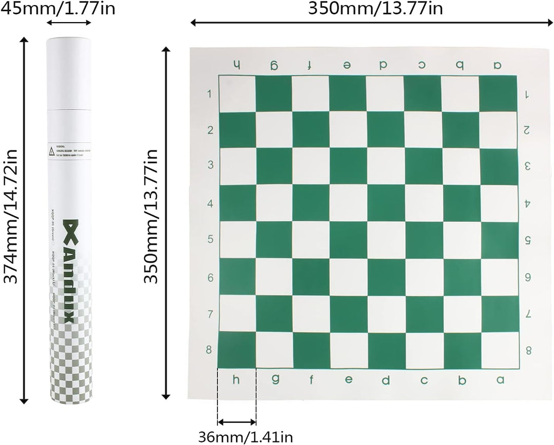 Andux Schachspiel Rollbares Schachbrett XQQP-01 (Grün, 33x33cm) Grün, 33 * 33cm, Grün, 33 * 33c
