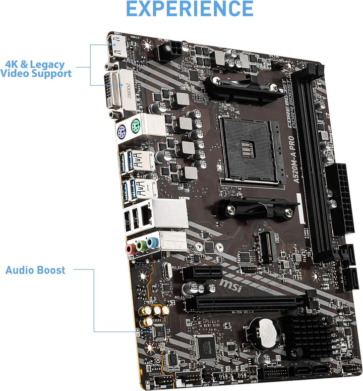 MSI A520M-A PRO Motherboard AMD A520 Socket AM4 micro ATX A520 A520M-A PRO M-ATX, A520 A520M-A PRO M