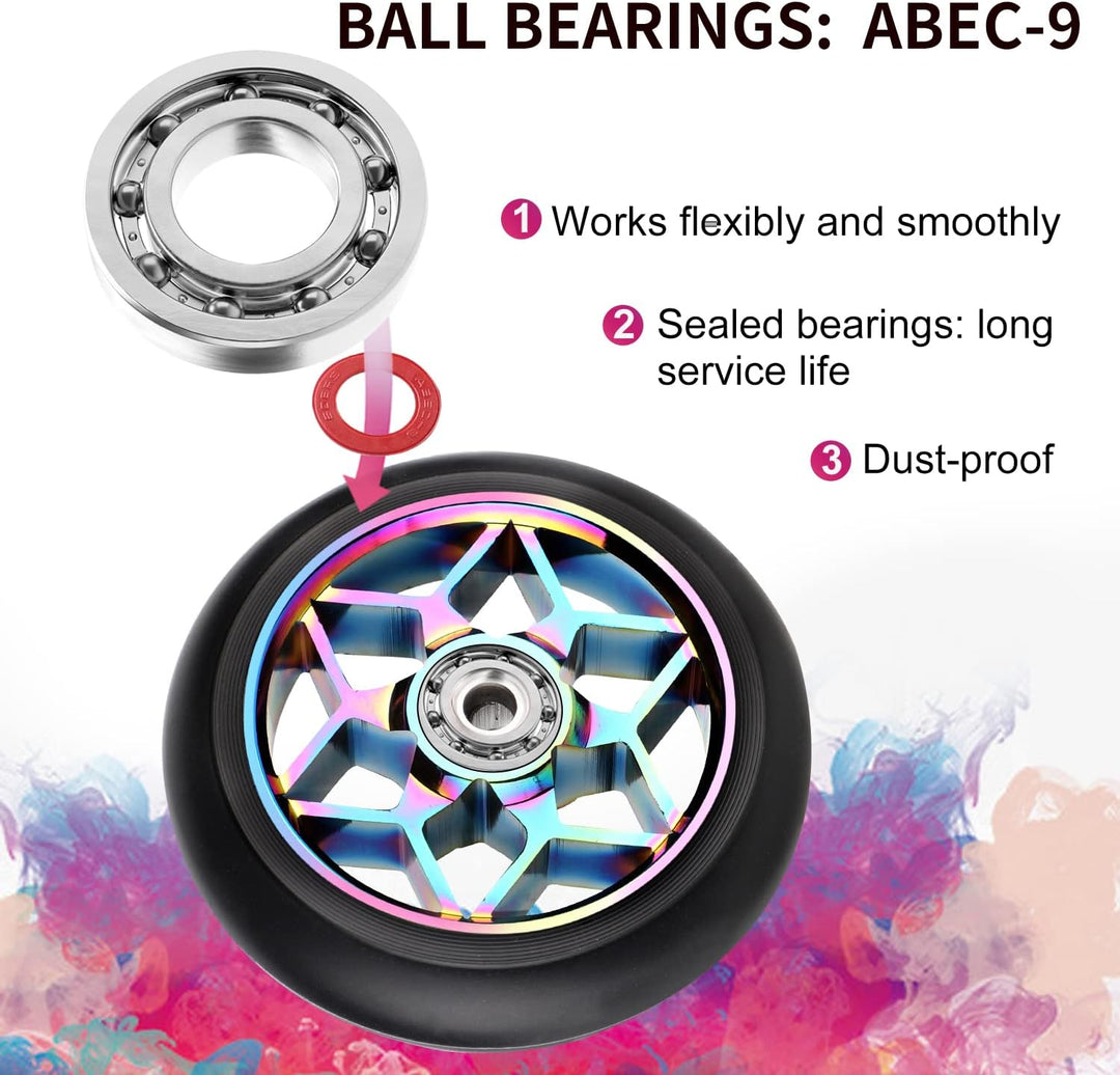 DBREAKS Stunt Scooter Rollen, 2 Stück Scooter Ersatzräder, 110mm Scooter Räder mit ABEC, 9 Kugellage