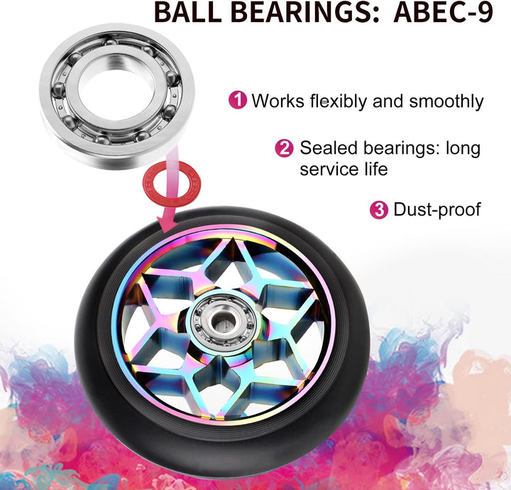 DBREAKS Stunt Scooter Rollen, 2 Stück Scooter Ersatzräder, 110mm Scooter Räder mit ABEC, 9 Kugellage