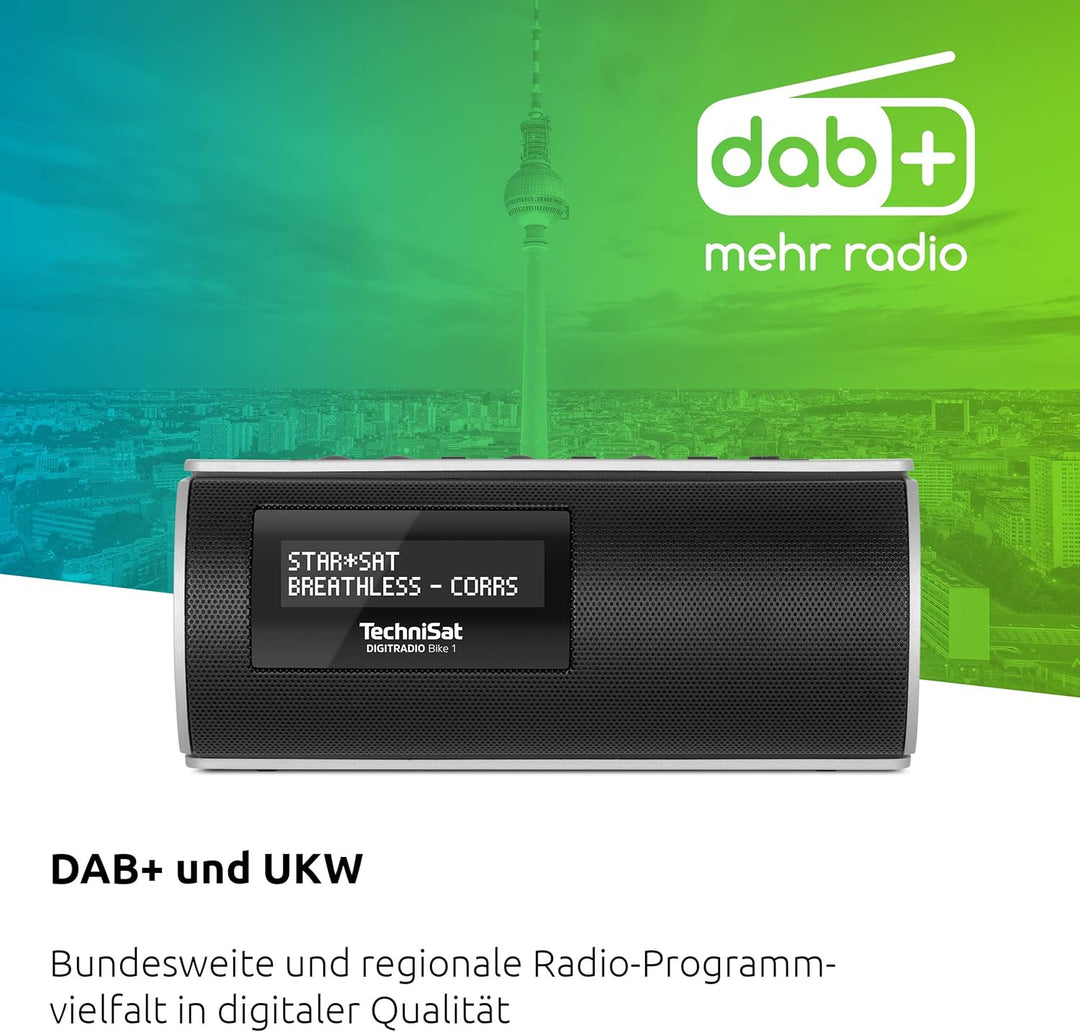 TechniSat DIGITRADIO Bike 1 – DAB+ Fahrrad Radio (DAB, UKW, IP65 wasserabweisendes Gehäuse, OLED-Dis