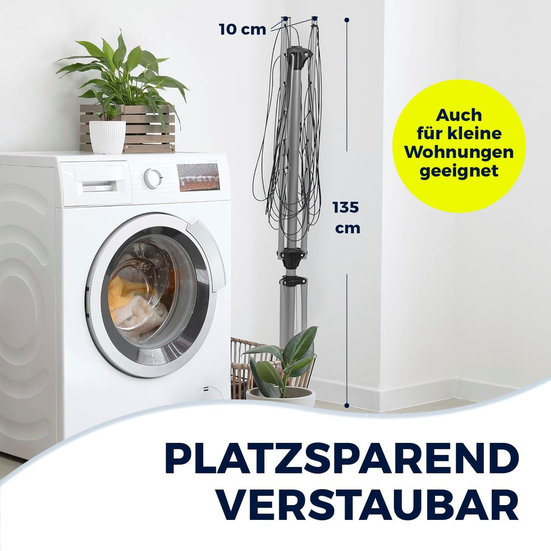 EASYmaxx Wäschespinne, zusammenklappbarer Wäscheständer für innen und aussen | Wetterfest und leicht