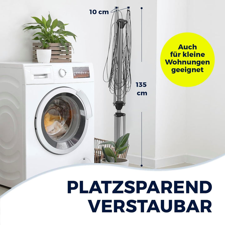 EASYmaxx Wäschespinne, zusammenklappbarer Wäscheständer für innen und aussen | Wetterfest und leicht