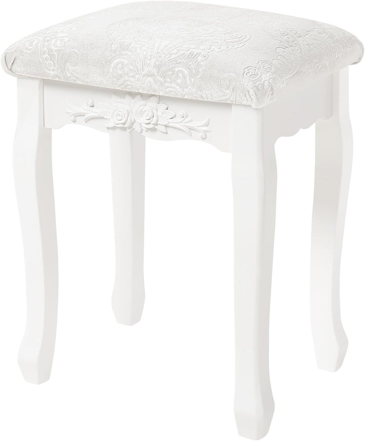 WOLTU MB6015cm Schminkhocker, Sitzhocker, Hocker Landhaus Hocker, Polsterhocker, MDF Holz, Weiss lac