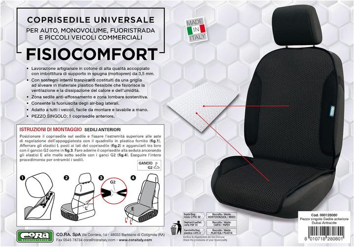 Cora 000128080 Fisiocomfort Auto-Sitzauflage, Dubai–Anthrazit