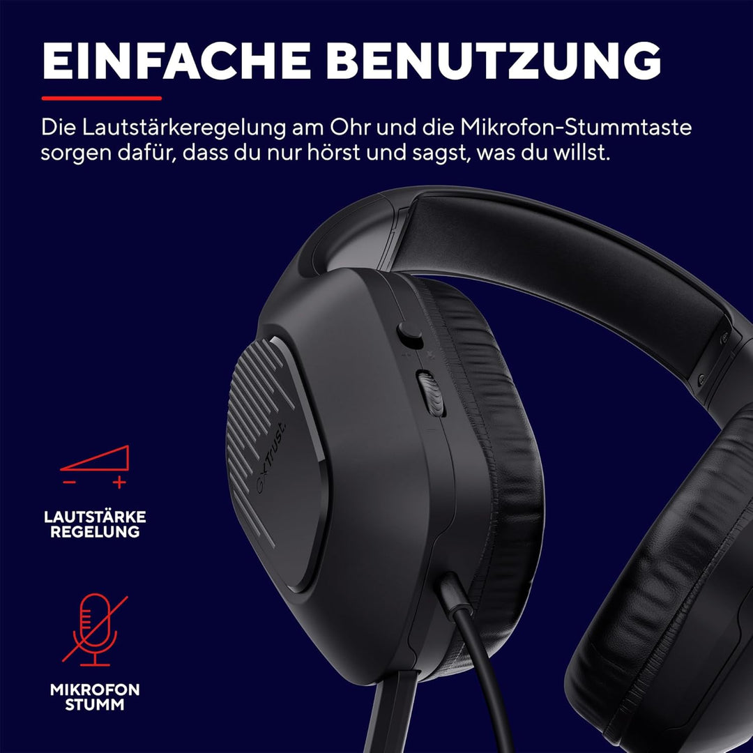 Trust Gaming GXT 415 Zirox Leichtes Gaming Headset mit 50-mm-Treiber für PC, Xbox, PS4, PS5, Switch,