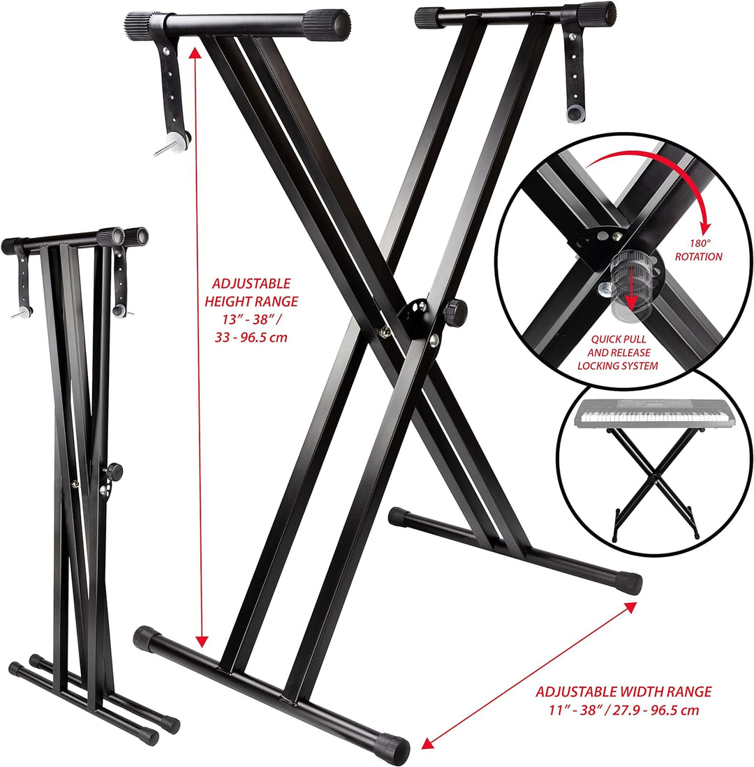Roland DP-10 Dämpfer-Pedal & RockJam Double Braced Adjustable Keyboard Stand with Locking Straps