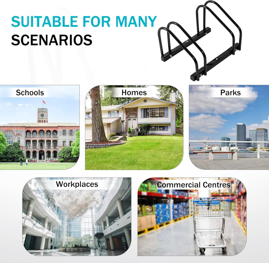 WOLTU Fahrradständer Schwarz für 2 Fahrräder Fahrradhalterung auf dem Boden Aufstellständer für Fahr