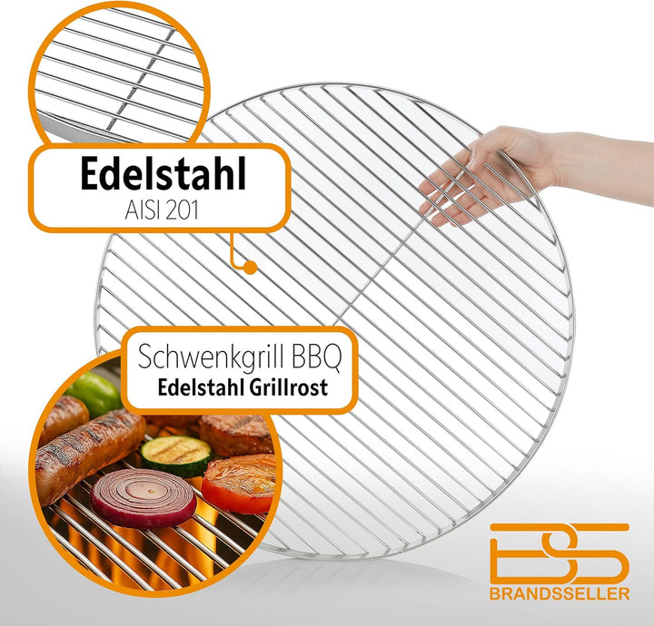 Brandsseller Edelstahl Grillrost Schwenkgrill geeignet - Rostfrei Edelstahl 18/0 Asi 430 Nickel frei