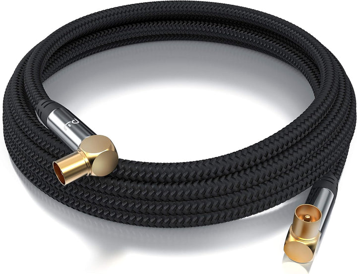 CSL - 10m HDTV Antennenkabel mit Braiding - Antennenstecker (Winkel) zu Antennenkupplung (Winkel) -