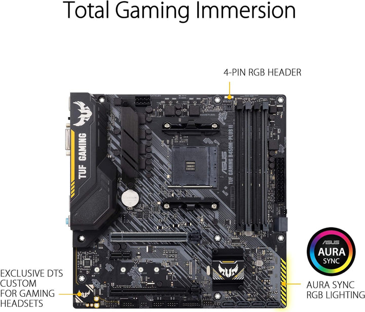 Asus TUF Gaming B450M-Plus II Mainboard Sockel AM4 (mATX, AMD Ryzen, DDR4-Speicher, M.2, USB 3.1 Gen