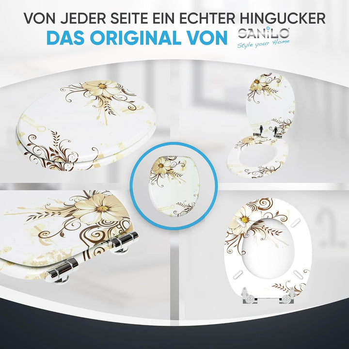 Sanilo WC-Sitz mit Absenkautomatik I Hochwertiger Toilettensitz aus Holz I Toilettendeckel in versch