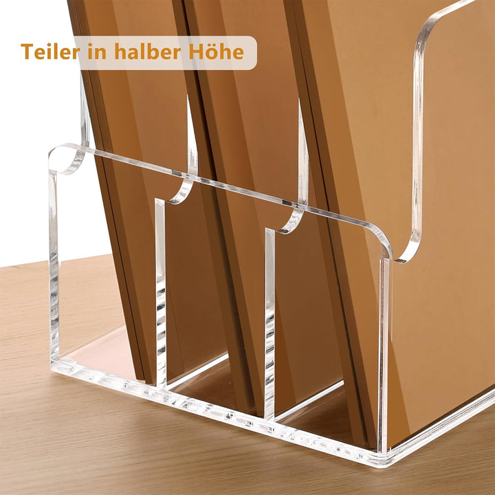 SANRUI Acryl Stehsammler, Stabiler Aktenhalter, Schreibtisch Organizer, Buchstütze für Büro, Schule,