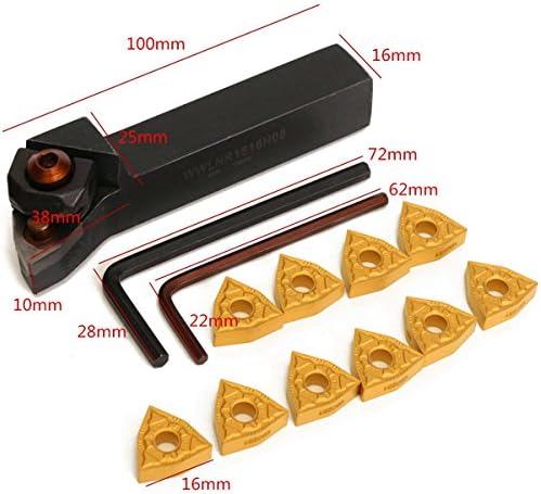 EsportsMJJ WWLNR1616H08 16x100mm Drehmaschine Drehen Werkzeughalter mit 10pcs WNMG0804 Einsätze