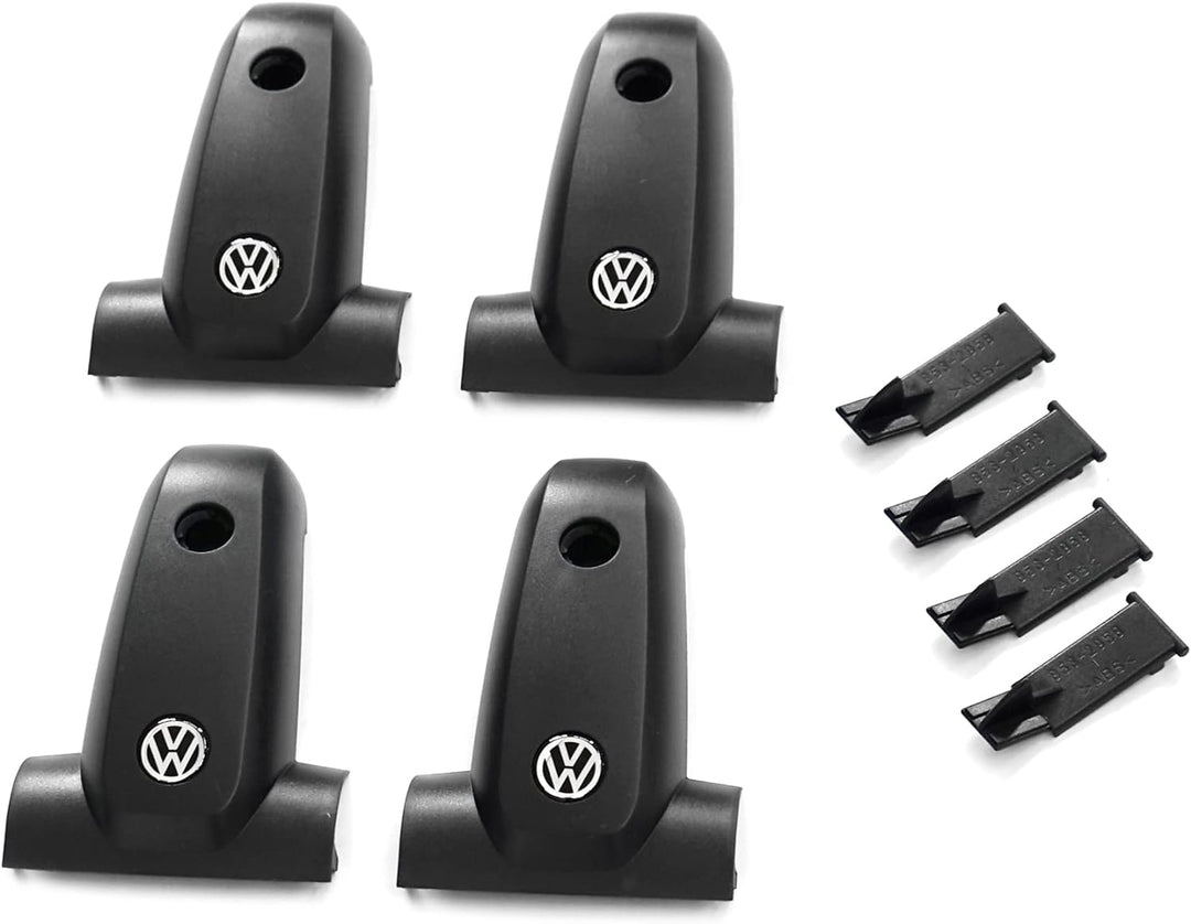 Volkswagen 2K0071738 Abdeckkappen (4 Stück) Grundträger Kappe Dachgepäckträger, mit VW Logo, schwarz
