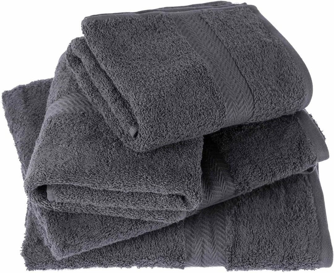 Homescapes Luxus Handtuch Set Grau (Schiefer), 2 Handtücher 50x90 cm & 2 Duschtücher 70x130 cm, 100%