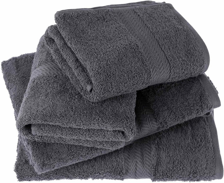 Homescapes Luxus Handtuch Set Grau (Schiefer), 2 Handtücher 50x90 cm & 2 Duschtücher 70x130 cm, 100%