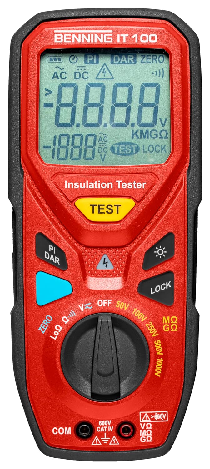 Benning IT 100 Isolations- und Widerstandsmessgerät (für Isolations-/Niederohmmessungen, Max. Spannu