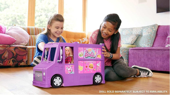 Barbie Fresh 'n' Fun Food Truck, lila Barbie Food Truck mit 30+ Barbie Zubehörteilen, ohne Barbie Pu