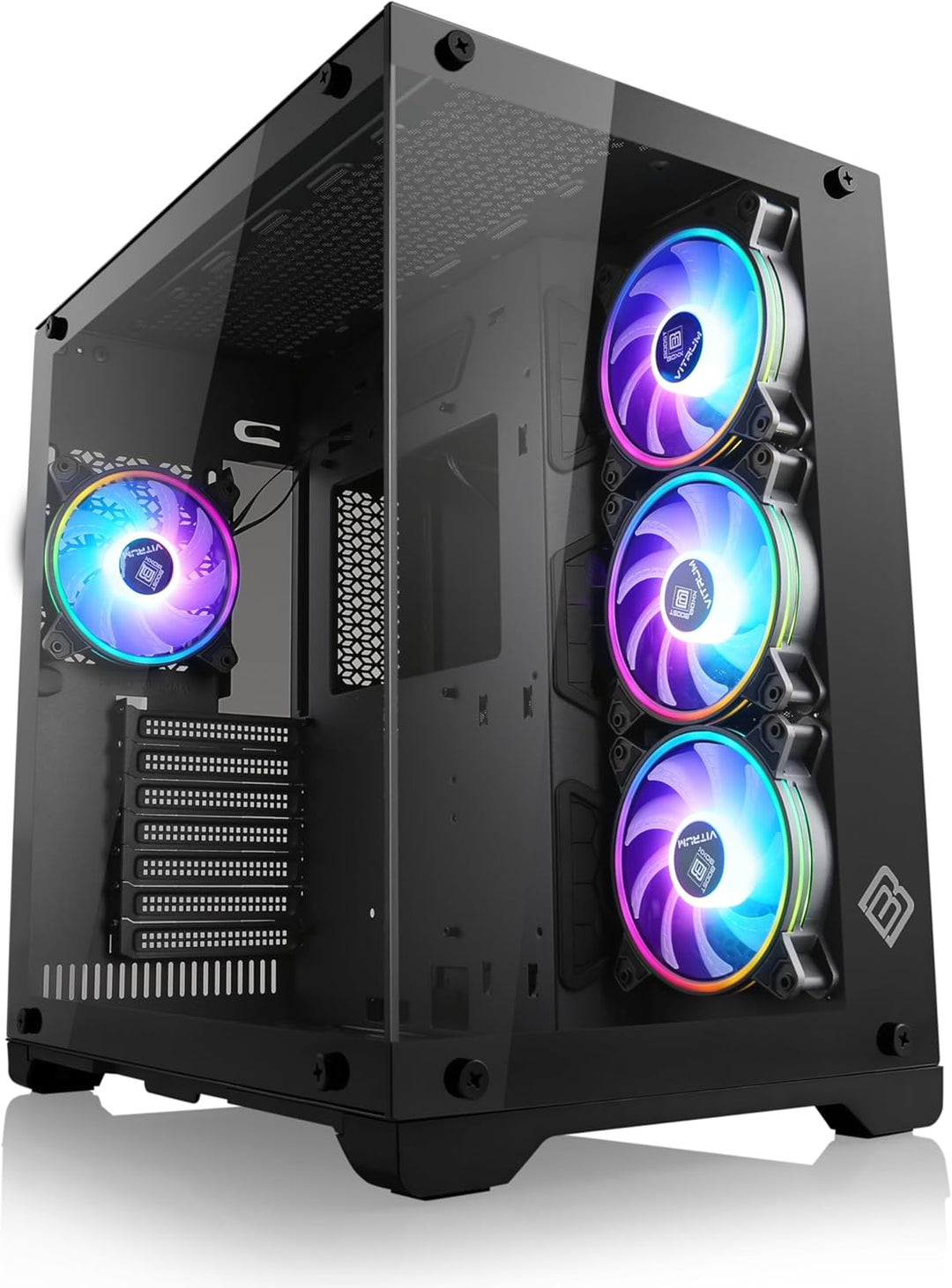 Gaming PC-Gehäuse VITRUM - Midi-Tower, aRGB Beleuchtung (inkl. Steuerung), Glas-Seitenteil, vormonti
