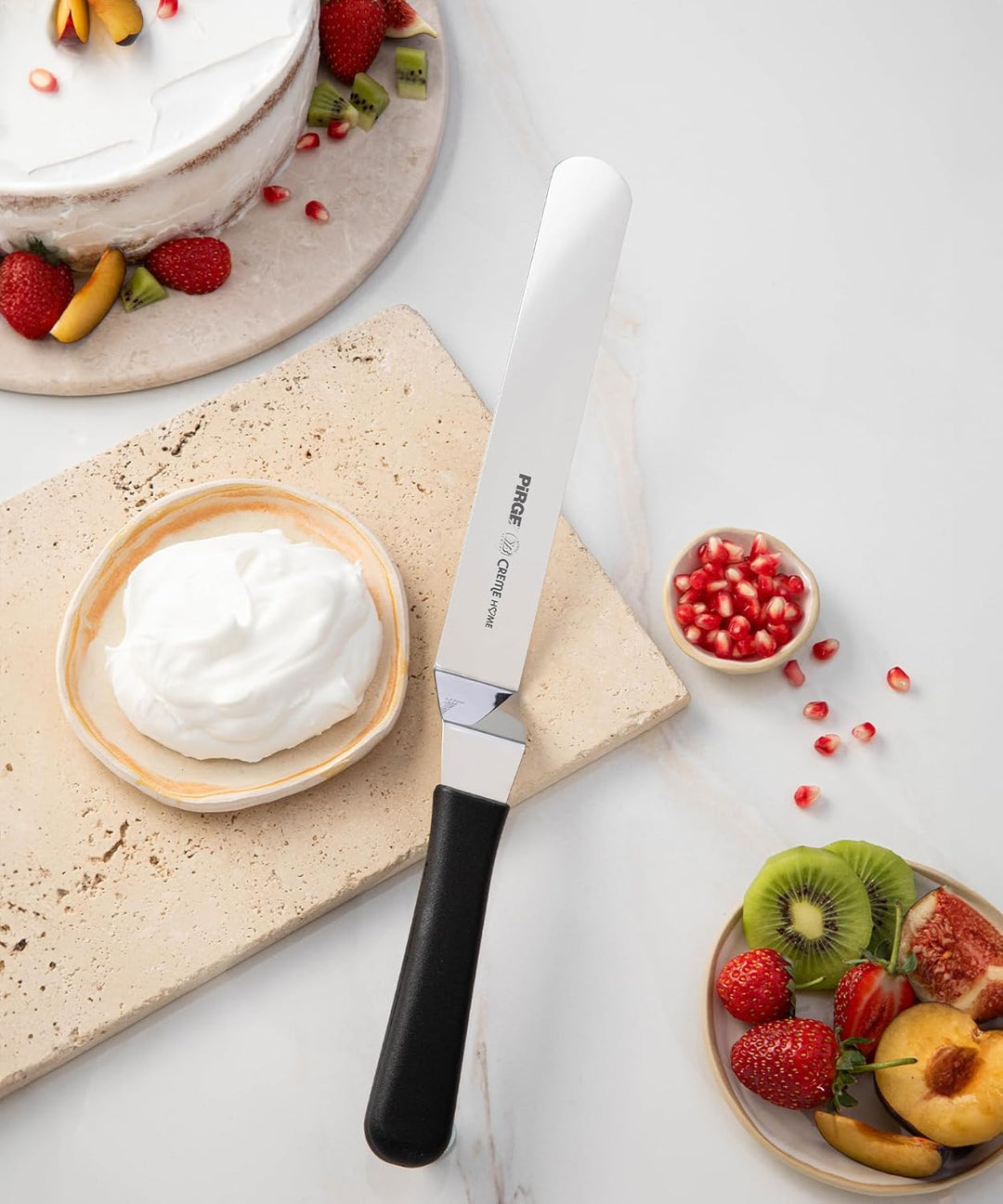 Pirge Creme Profi Gebäckwerkzeuge Set mit Tasche 6 Stück - Torten Winkelpalette Set - Konditormesser