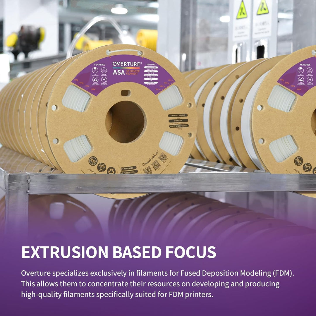 OVERTURE ASA Filament 1.75mm, Spule 1kg (2.2lbs), Massgenauigkeit +/- 0.03 mm, für 3D Drucker (Diama