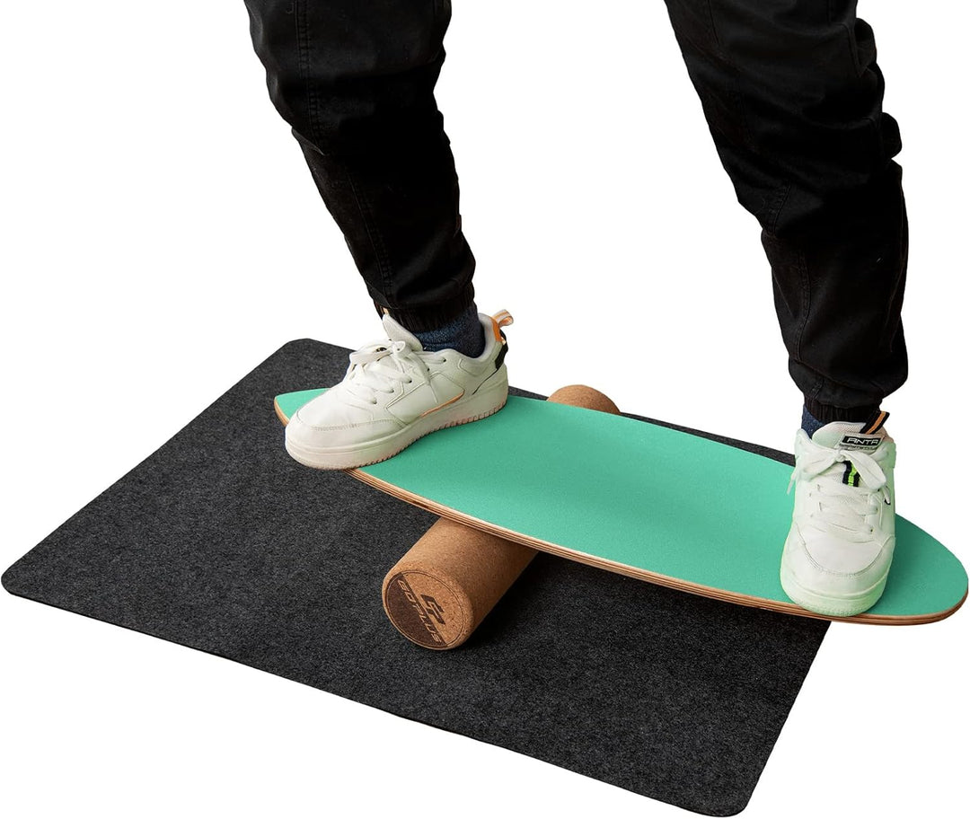 COSTWAY Balance Board aus Holz, Balancebrett, Balance Trainer Trickboard für zuhause, inkl. Korkroll