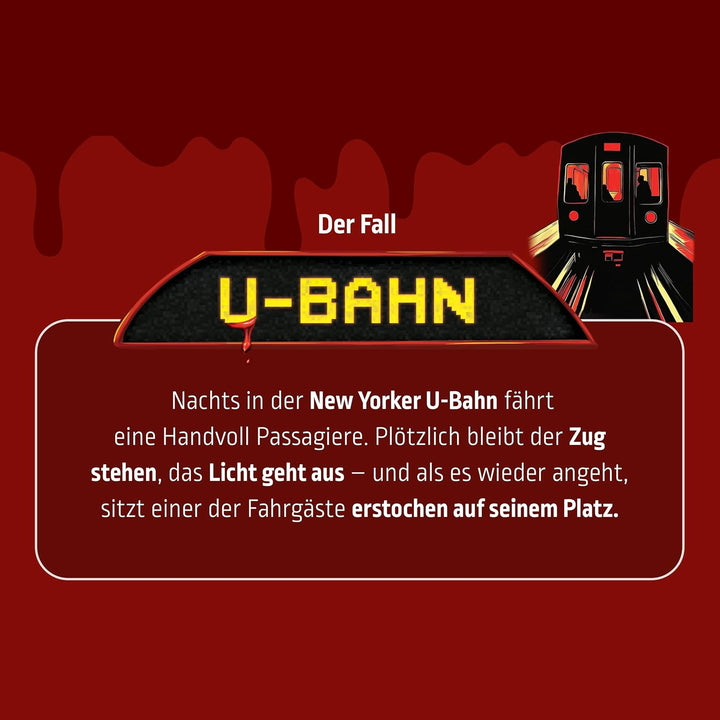 MORD bei Tisch Krimidinner für Zuhause - 4 bis 6 Personen - Der U-Bahn Fall - Das Krimi Spiel ab 16