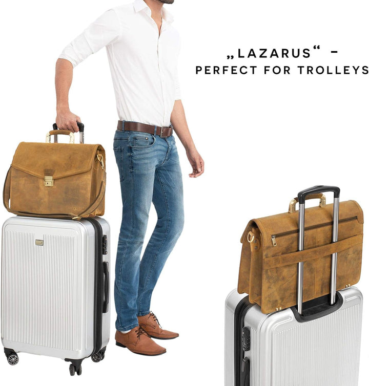 STILORD 'Lazarus' Aktentasche Leder Gross Herren Damen Businesstasche 15,6 Zoll Laptoptasche Umhänge