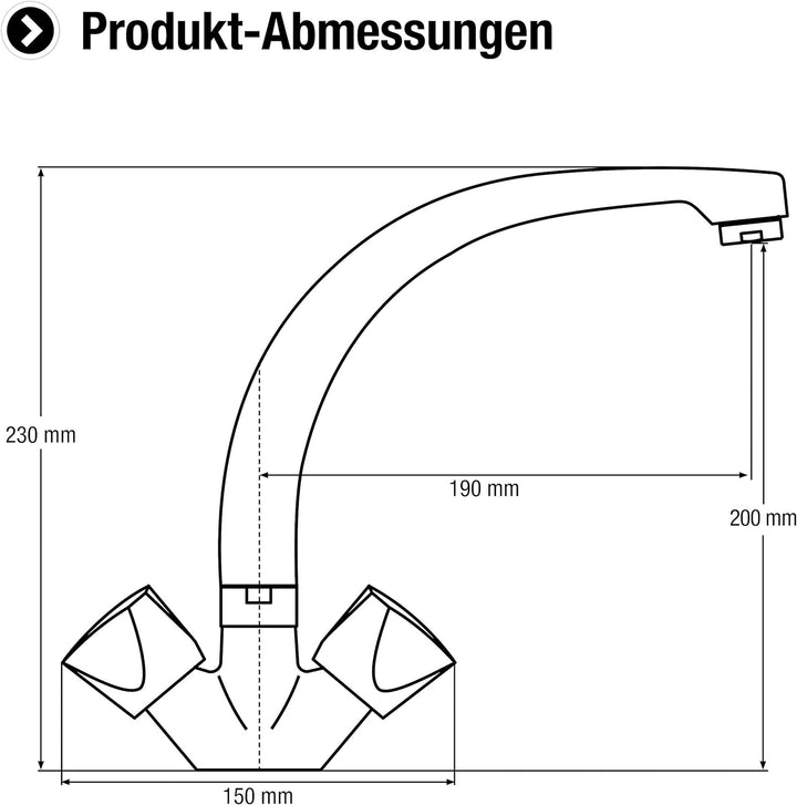 Cornat Spültisch-Zweigriffarmatur "Lisa" - Hochwertiger Messingkörper - verchromt - Hoher & schwenkb