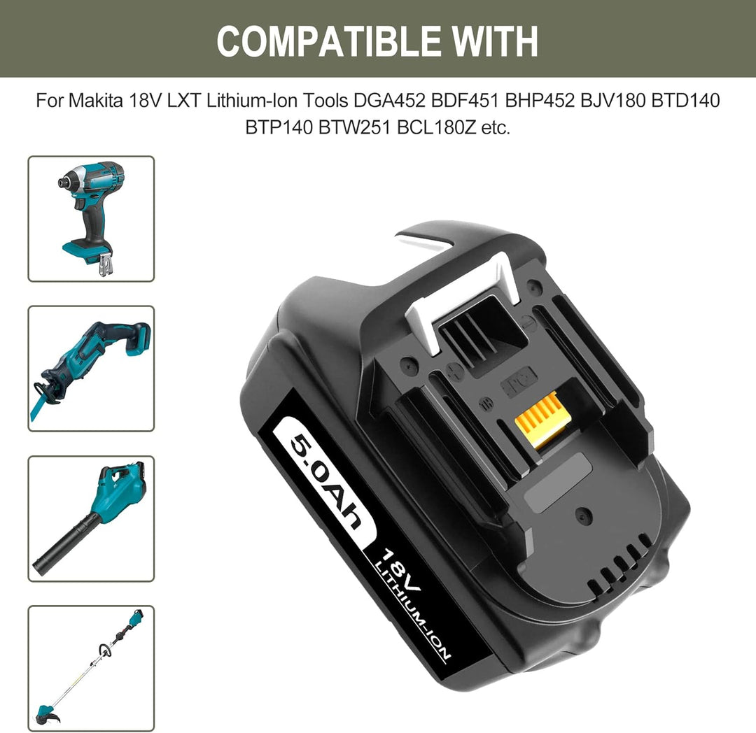 GOOALITY 5,0 Ah 18 V Li-Ion Ersatz für Makita 18V Akku BL1850B BL1850 BL1840B BL1840 BL1830B BL1830
