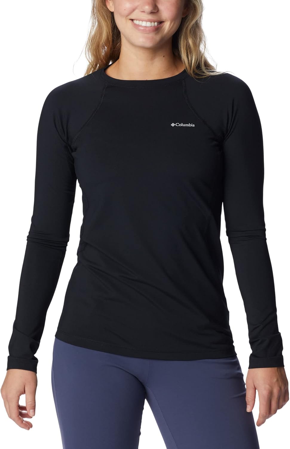 Columbia Baselayer für Damen, Midweight Stretch Long Sleeve Top, Polyester, 1639021 L Black (New Col