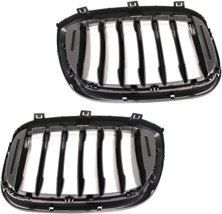HZTWFC 2 Stück Auto Mesh Glänzend Schwarz Einzelne Zeile Renngitter Fronthaube Nierengitter Grill Fü