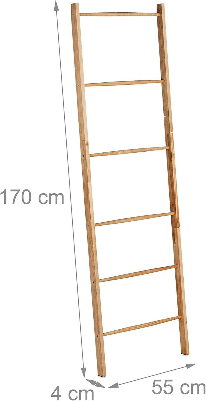 Relaxdays Handtuchleiter Holz, 6 Sprossen, Wäscheleiter Handtücher & Kleidung, HxB 170 x 55 cm, Bade