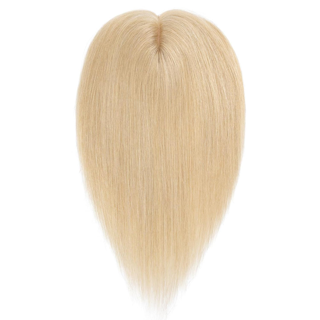 Silk-co Hair Topper Echthaar, 10x12cm Basis Toupet Damen, Haartopper Echthaar mit Remy Seide Basis,