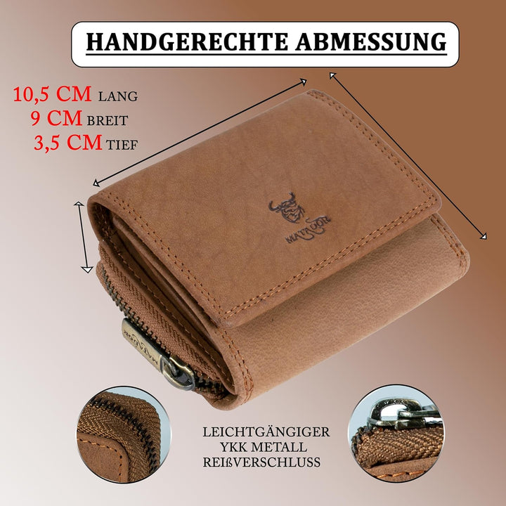 MATADOR® CHIQUITO Echt Leder Klein Geldbörse Damen Mini Geldbeutel Herren TüV geprüfter RFID & NFC S