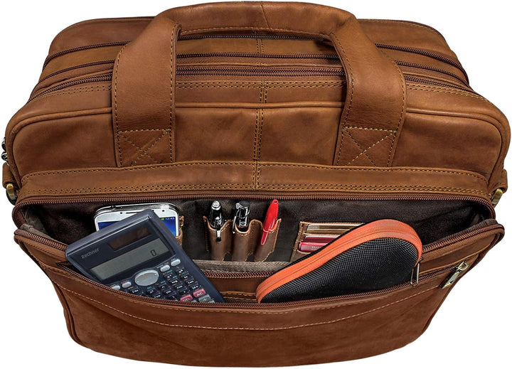 STILORD 'Leopold' XL Echtleder Aktentasche - der verbesserte Geheimtipp für Lehrerzimmer & Büro - Bu