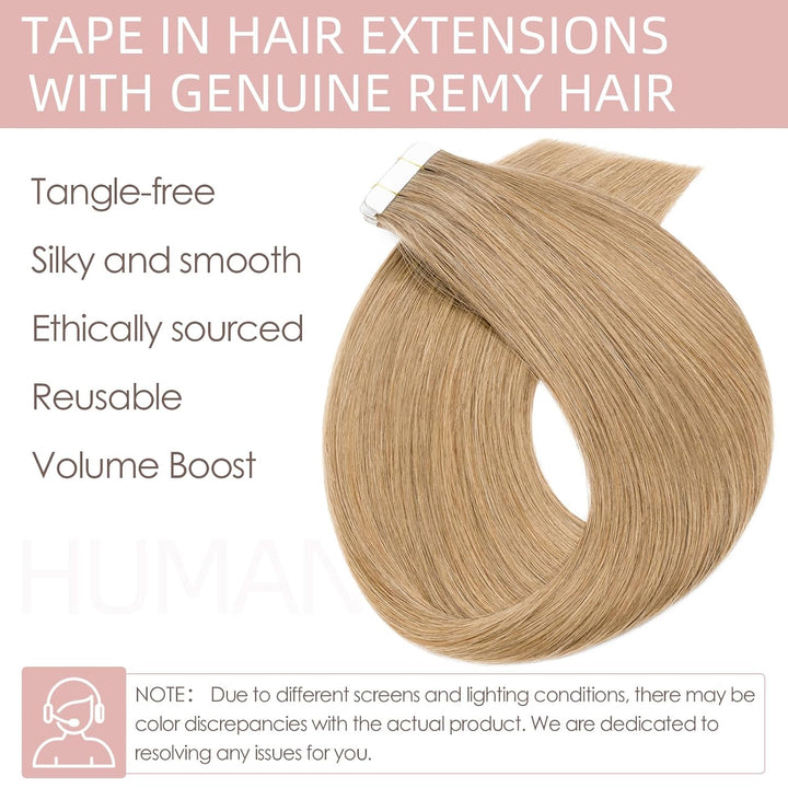 Silk-co Tape Extensions Echthaar 20stk, Haarverlängerung Tape in Extensions Echthaar, Remy Haarexten