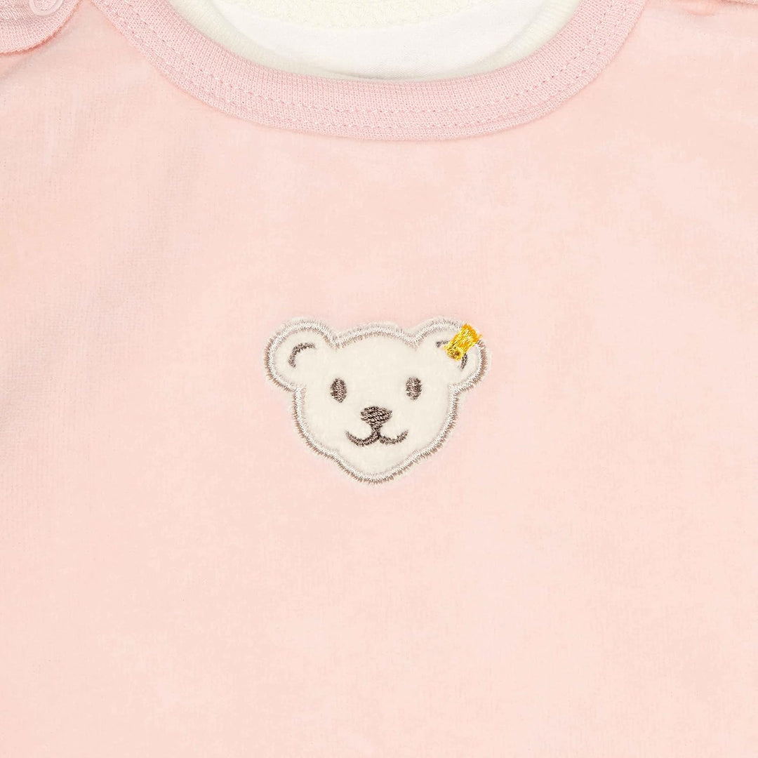 Steiff Unisex Baby Set Strampler mit Fuss + T-Shirt Langarm Kleinkind-Schlafanzüge 74 Silver Pink, 7