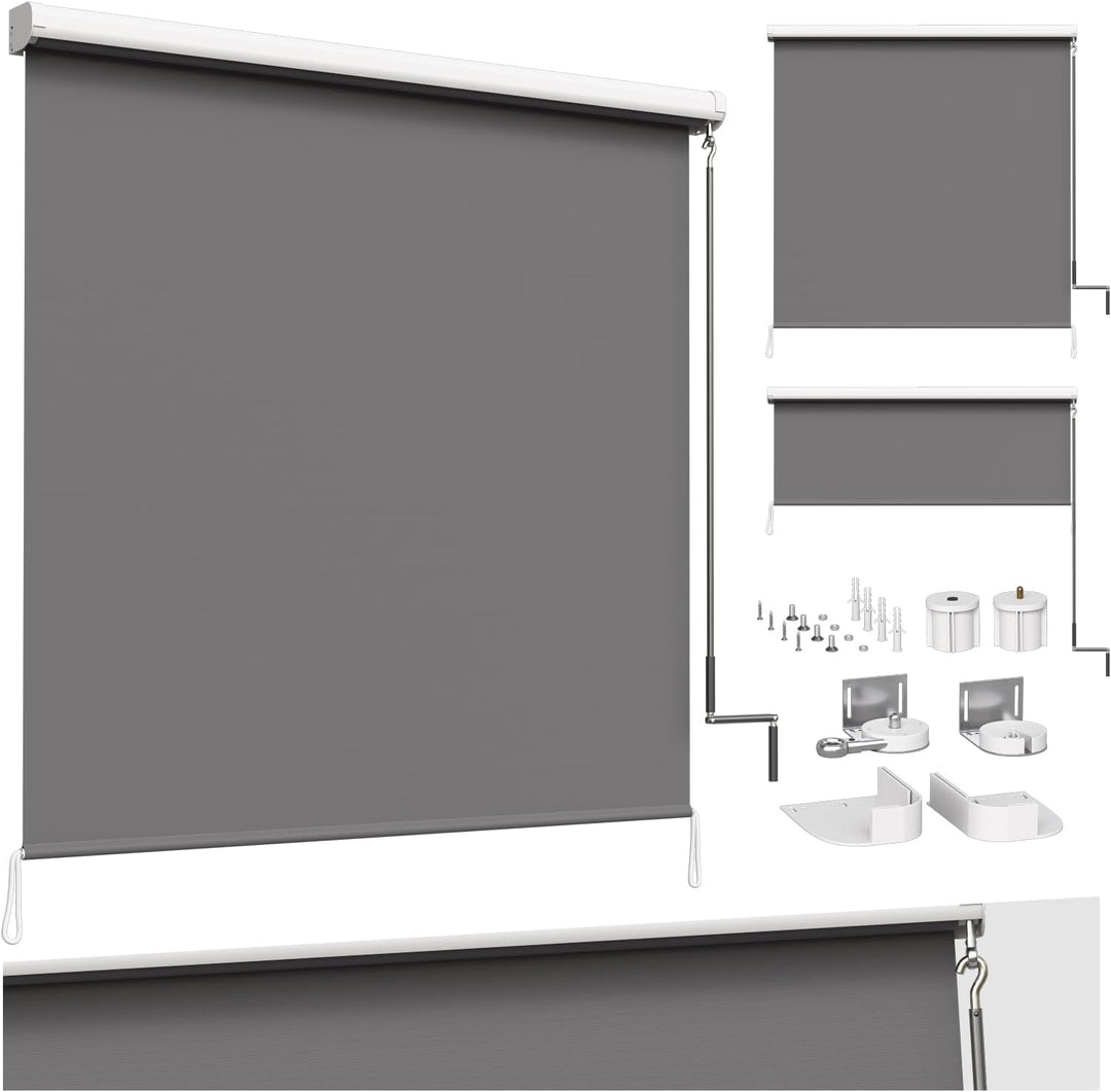 WOLTU Senkrechtmarkise Balkonmarkise Vertikalmarkise mit Handkurbel und Markisenkassette für Terrass