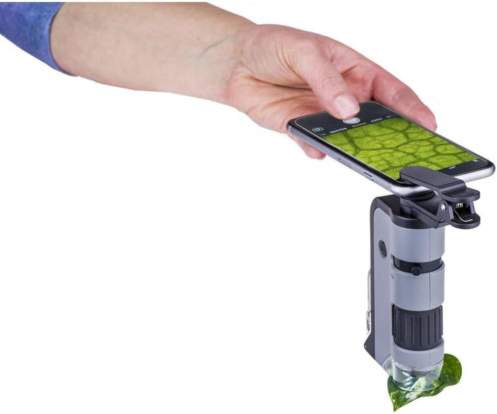 Carson MicroFlip 100x-250x Taschenmikroskop mit Smartphone-Adapter für Fotos und Videos (MP-250), Mi