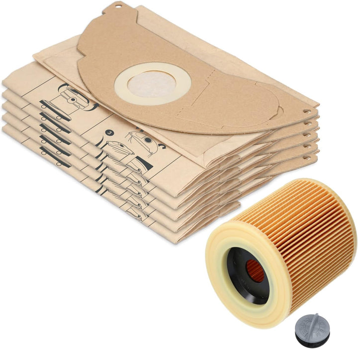 McFilter | 10 Staubsaugerbeutel + 1 Filter geeignet für Kärcher Staubsauger A2003, A2004, A2014 CarV