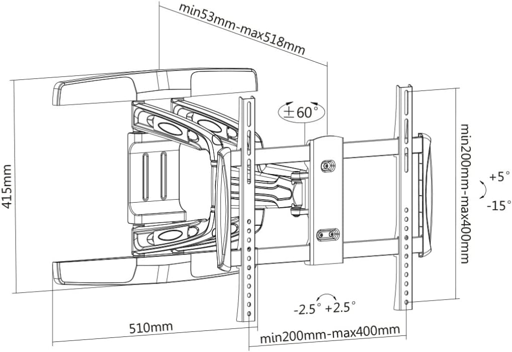 Manhattan 461306 Universal TV-Wandhalterung aus Aluminium neig- und schwenkbar ( geeignet für Flachb