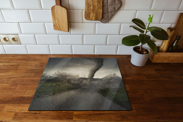 Tornado Herdabdeckplatte & Spritzschutz aus Echtglas | Für Herd-Kochfelder | 60x52 cm