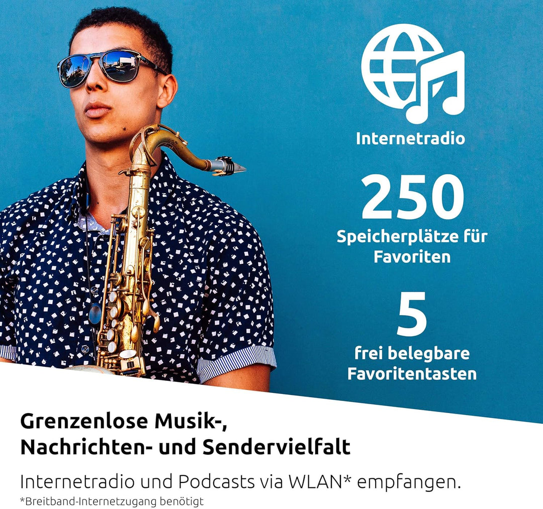 TechniSat STERNRADIO IR 2 - kompaktes Internetradio (WLAN, wechselbarer Akku, Farbdisplay, änderbare