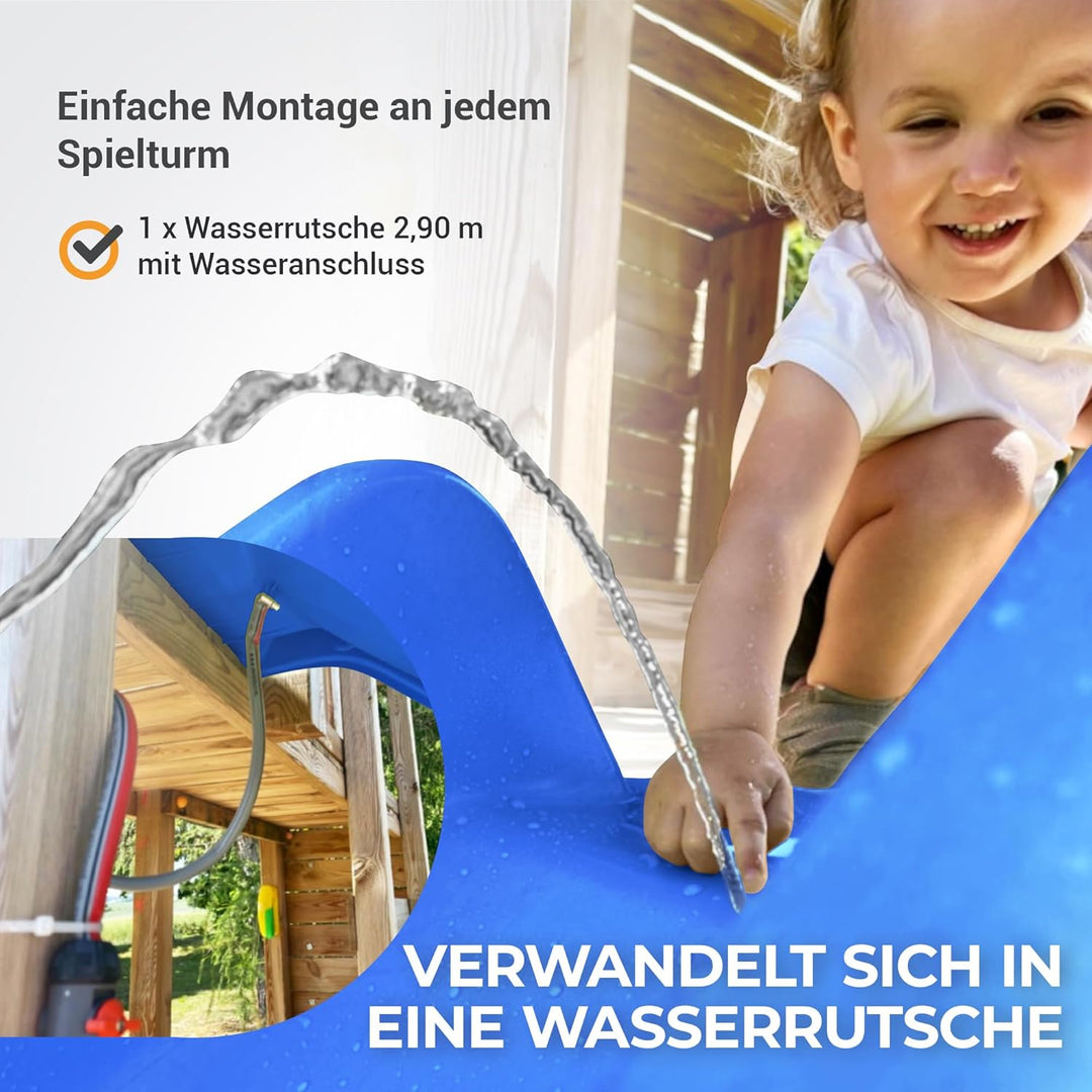 Demmelhuber Rutsche WATERSLIDE 2,90 m mit Wasseranschluss für Spielturm Wellenrutsche Gartenrutsche