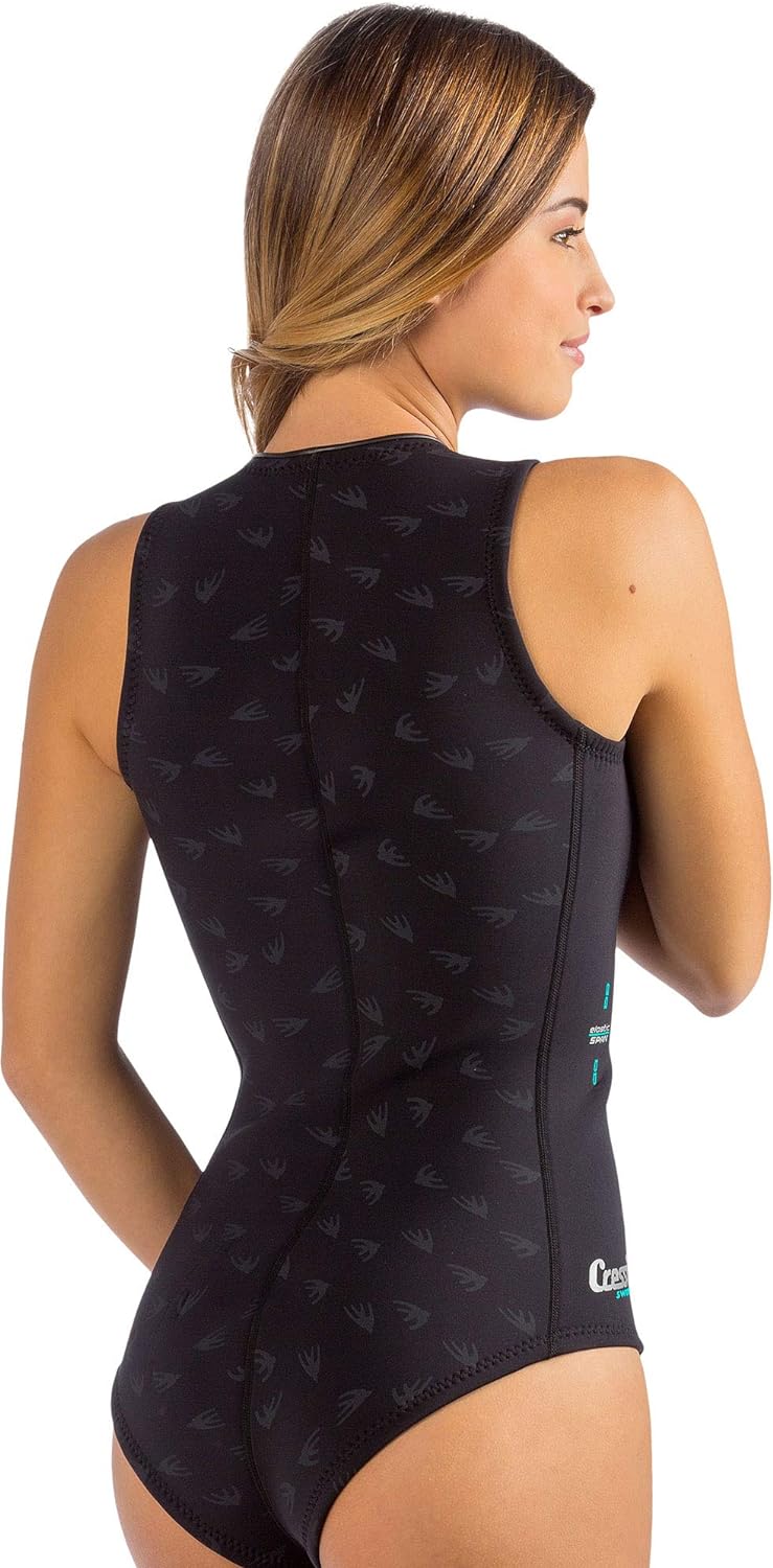 Cressi Termico Long Sleeve Lady Swimsuit Schwarz/Logo Aquamarin M/3 Standard, Schwarz/Logo Aquamarin