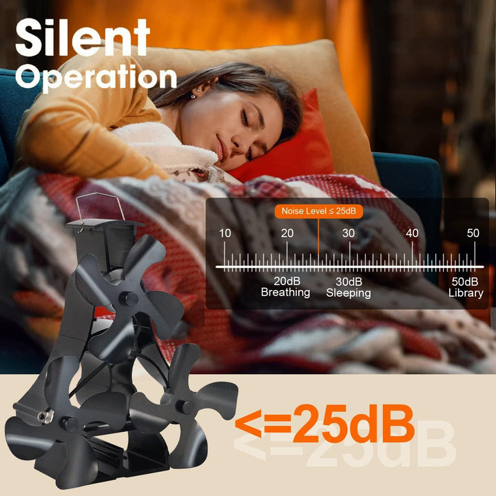 Tomersun Ofenventilator mit 12 FlĂŒgeln, grosser Holzbrenner-Ventilator, Ăko-Kaminventilator, wĂ€rmebe