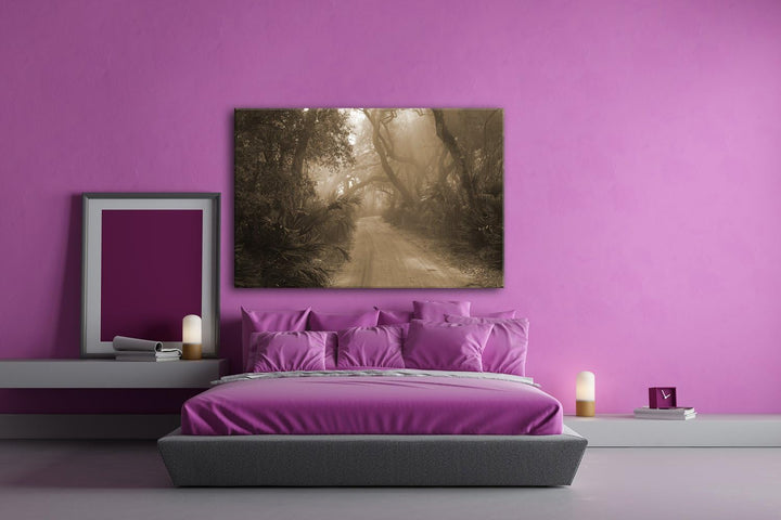 deyoli tropischer Waldweg Format: 80x60 Effekt: Sepia als Leinwand, Motiv fertig gerahmt auf Echthol