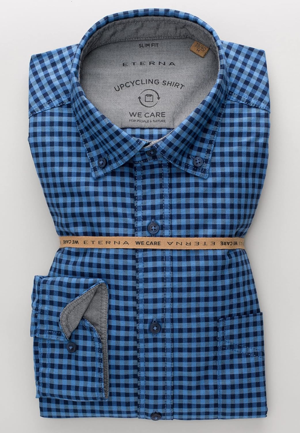eterna Langarm Hemd Slim Fit Oxford kariert